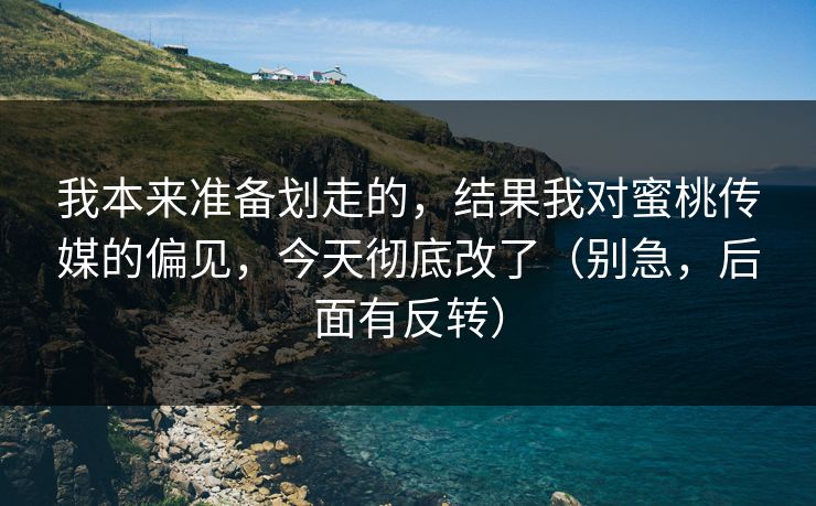 我本来准备划走的，结果我对蜜桃传媒的偏见，今天彻底改了（别急，后面有反转）