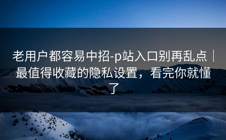 老用户都容易中招-p站入口别再乱点｜最值得收藏的隐私设置，看完你就懂了  第1张