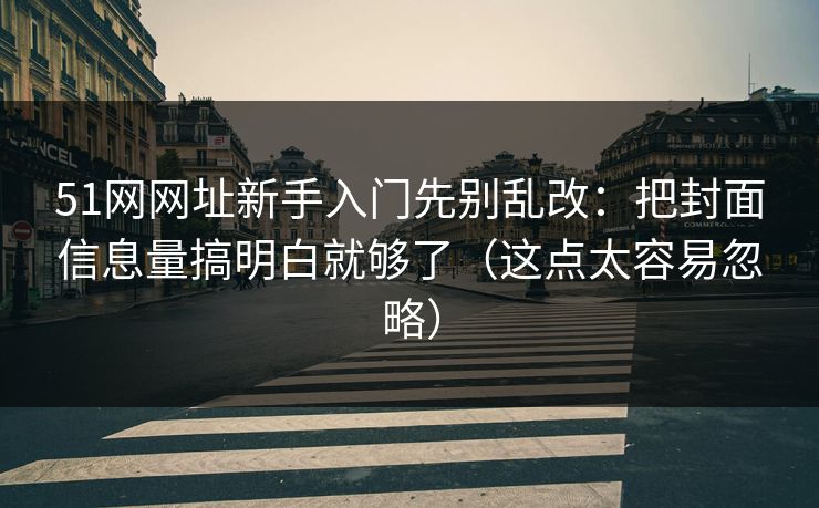 51网网址新手入门先别乱改：把封面信息量搞明白就够了（这点太容易忽略）