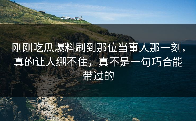 刚刚吃瓜爆料刷到那位当事人那一刻，真的让人绷不住，真不是一句巧合能带过的